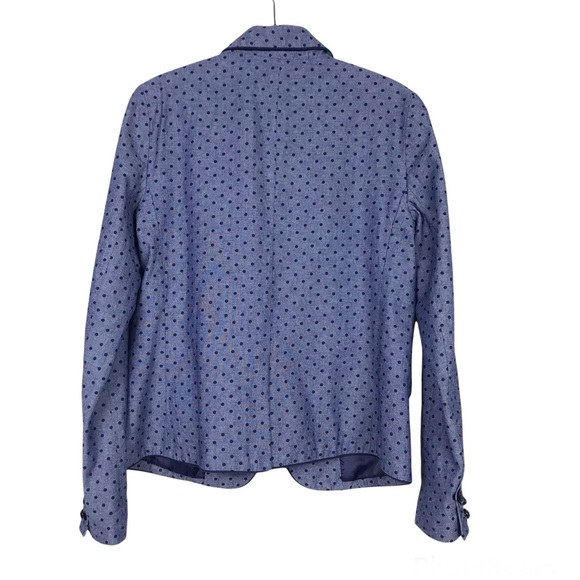Gap Blue Navy Polka Dot Button Front Chambray The Academy Blazer Size 4 - Picture 4 of 7